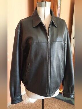 Golden Bear Men's Black Leather Zip-Front Jacket